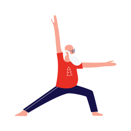 Papá Noel haciendo yoga  Ilustración