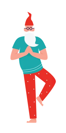 Papá Noel haciendo yoga  Ilustración