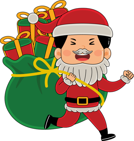 Santa have many gifts in his bag  Illustration