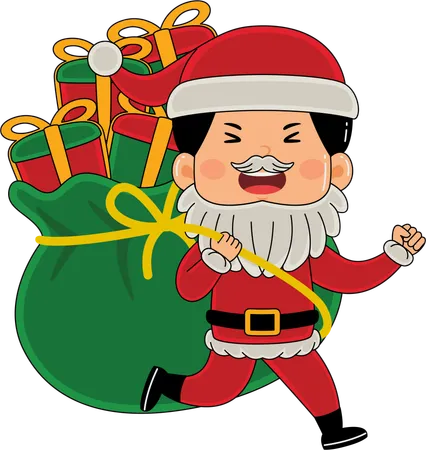 Santa have many gifts in his bag  Illustration