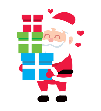 Santa sosteniendo cajas de regalo  Ilustración