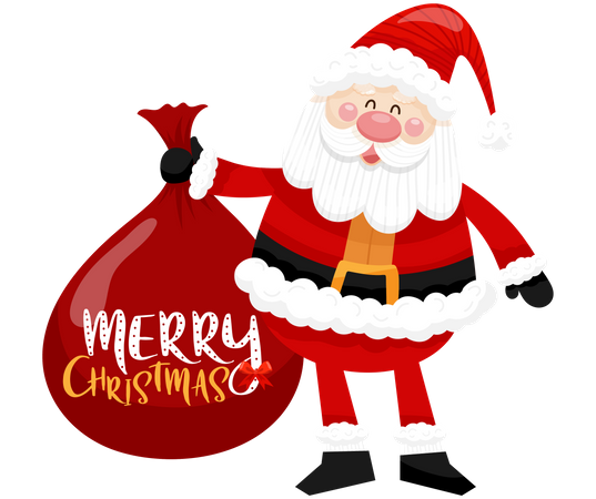 Santa holding Christmas gifts bag  Illustration