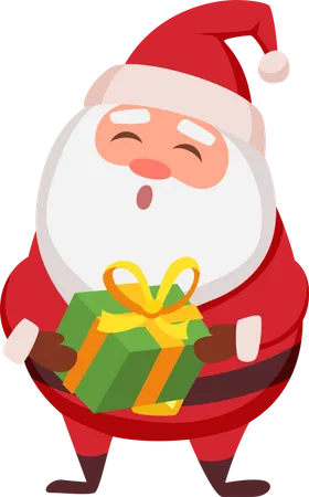 Santa holding gift  Illustration