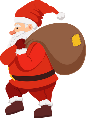 Santa holding gift bag  Illustration