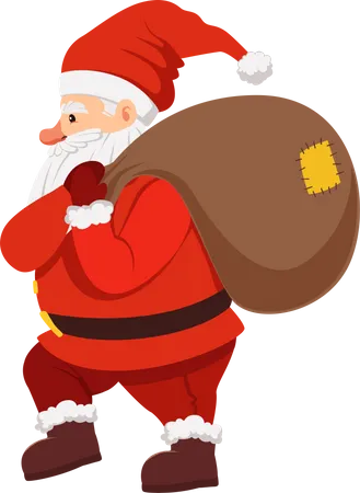 Santa holding gift bag  Illustration