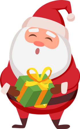 Santa holding gift  Illustration