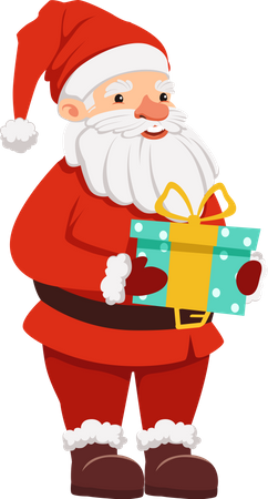 Santa holding gift  Illustration