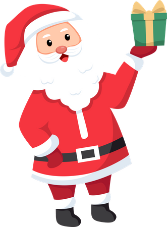 Santa holding gift  Illustration