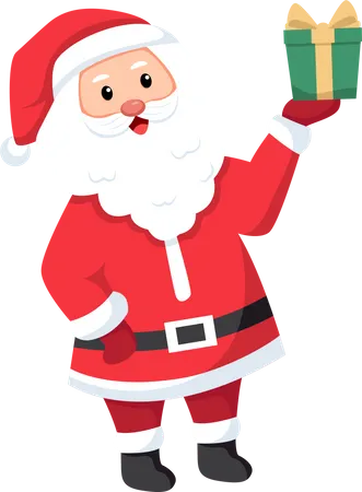 Santa holding gift  Illustration