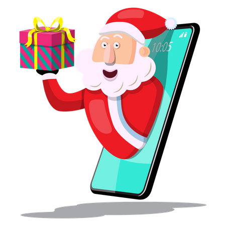 Santa holding gift  Illustration