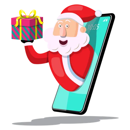 Santa holding gift  Illustration