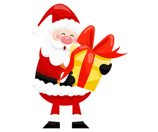 Santa Holding giftbox Illustration