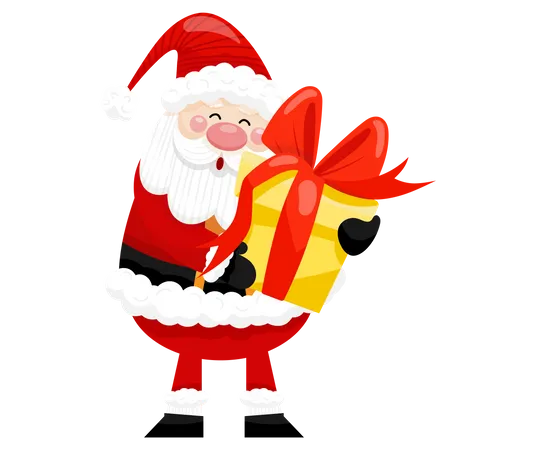 Santa Holding giftbox  Illustration