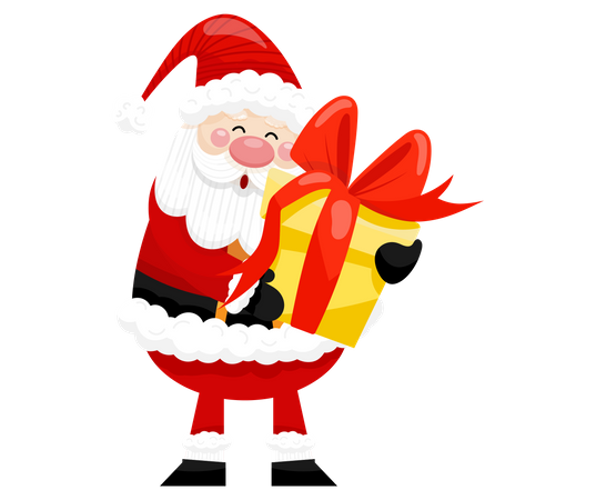 Santa Holding giftbox  Illustration