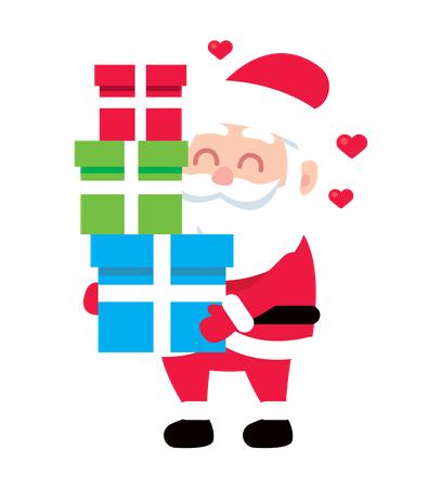 Santa holding giftboxes  Illustration