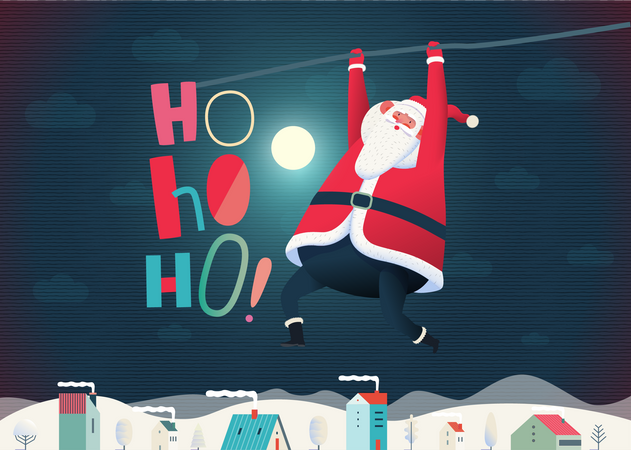 Santa holding rope  Illustration