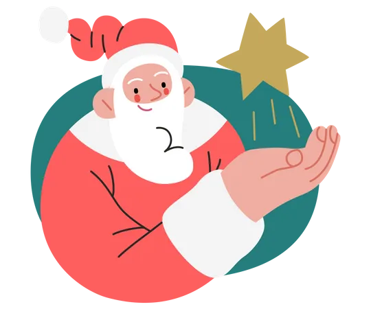Santa holding star Illustration