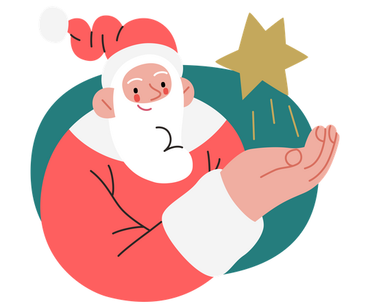 Santa holding star  Illustration