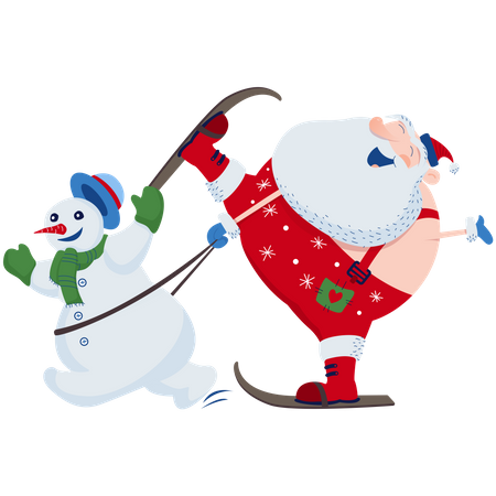 Santa is skiing  Illustration