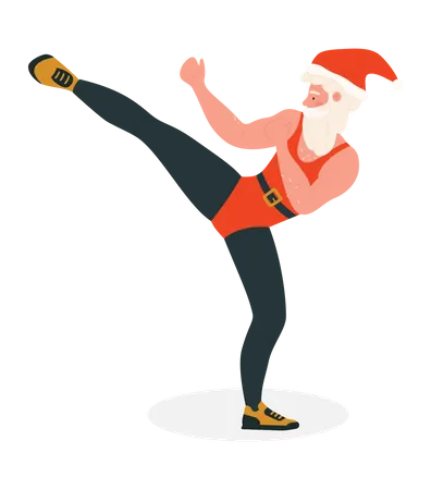 Santa kicking in air  Illustration