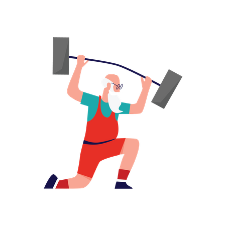 Santa Lifting Barbell  Illustration