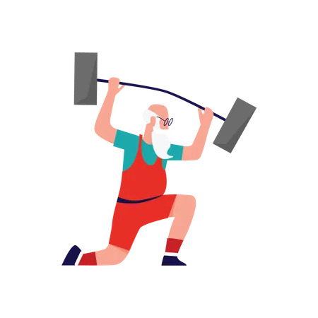 Santa Lifting Barbell  Illustration