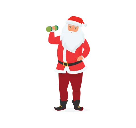 Santa lifting dumbbell  Illustration