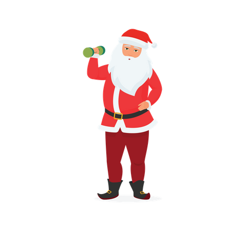 Santa lifting dumbbell  Illustration