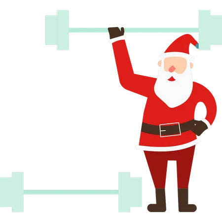 Santa lifting weights Illustration