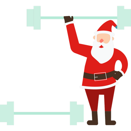 Santa lifting weights  Illustration