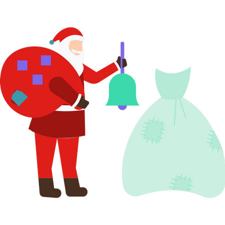 Santa lleva una bolsa de regalo al hombro  Ilustración