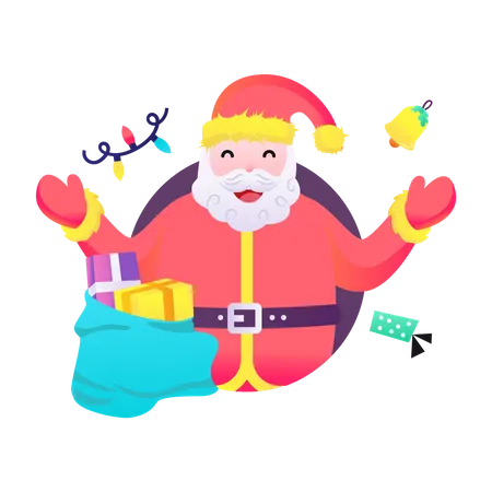 Santa offering a gift  Illustration