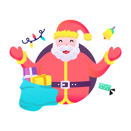 Santa offering a gift  Illustration