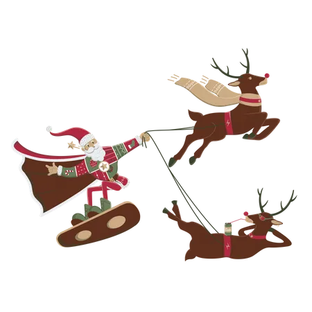 Santa on a skateboard  Illustration