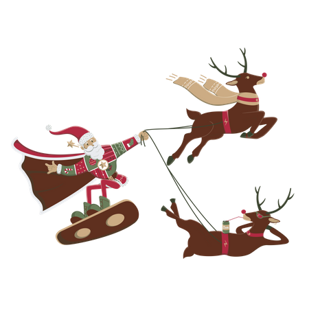 Santa on a skateboard  Illustration