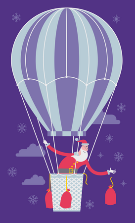 Santa On Aerostat Illustration
