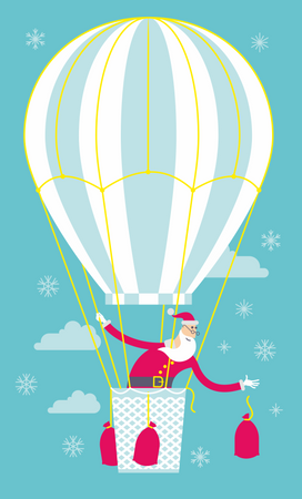 Santa On Aerostat  Illustration