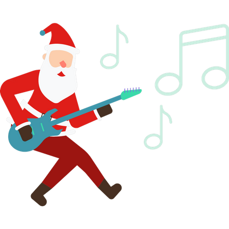 Santa playing the guitar Illustration