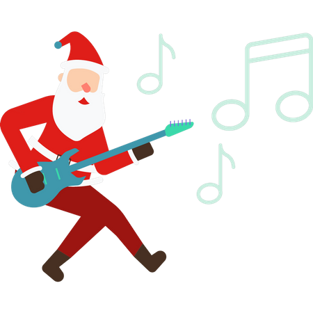 Santa playing the guitar  Illustration