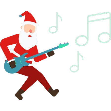 Santa playing the guitar  Illustration