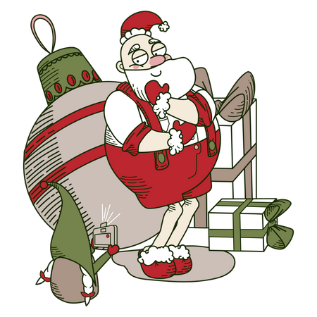 Santa posing for a photo Illustration