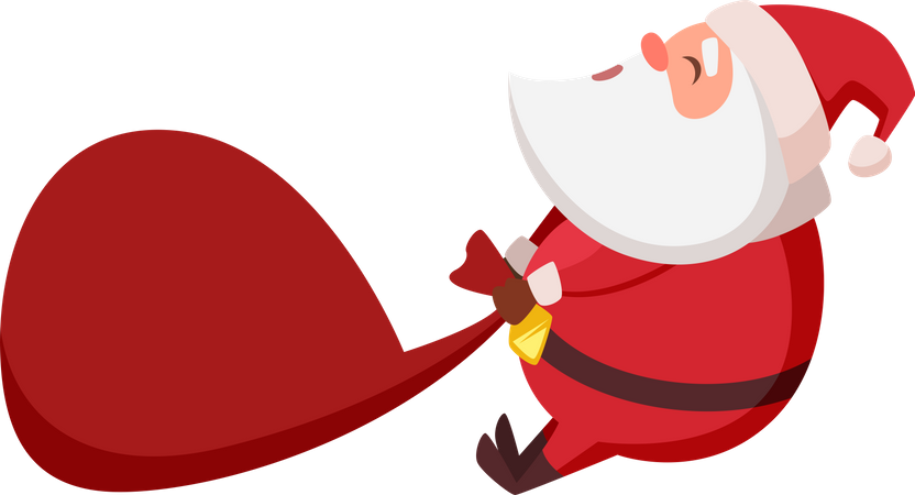 Santa pulling gift bag Illustration