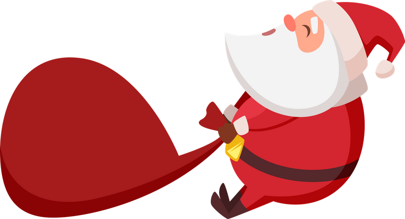 Santa pulling gift bag  Illustration