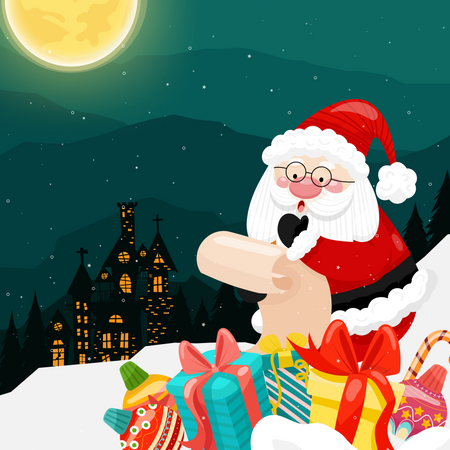 Santa reading Christmas wishlist  Illustration