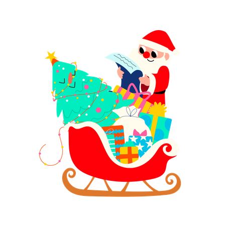 Santa reading christmas wislist  Illustration