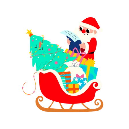 Santa reading christmas wislist  Illustration