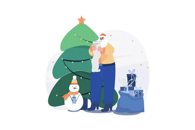 Merry Christmas Illustration Concept A Flat Illustration Isolated On White Background Illustration