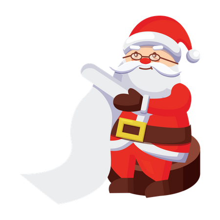 Santa Reading Gift List  Illustration