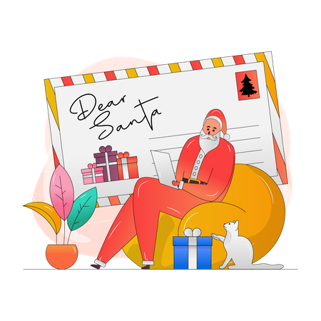 Santa Reading letters  Illustration