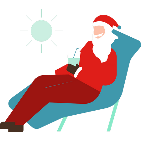 Santa relajándose bajo la luz del sol  Ilustración